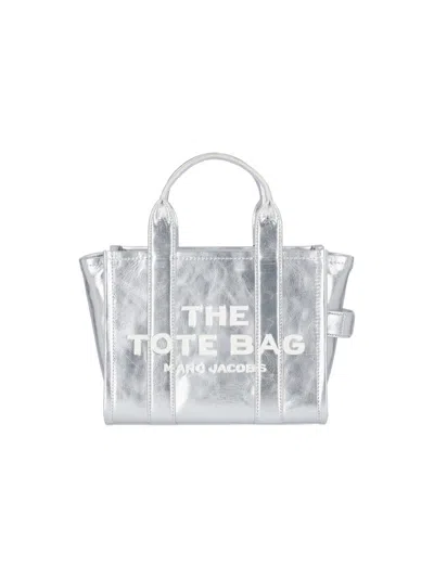 Marc Jacobs 'the Small Metallic Leather' Tote Bag In Silver