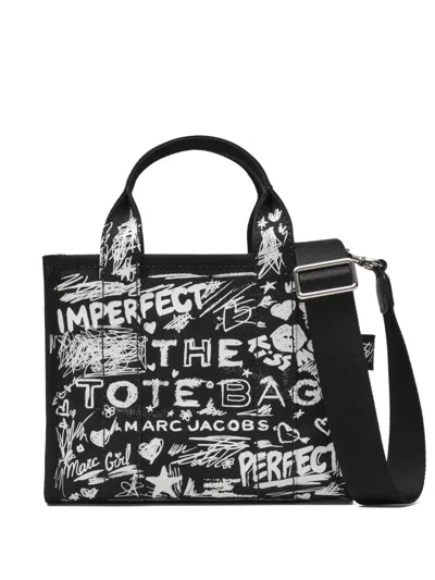 Marc Jacobs Borsa A Mano The Small Tote Canvas Punk Scribble In Brown