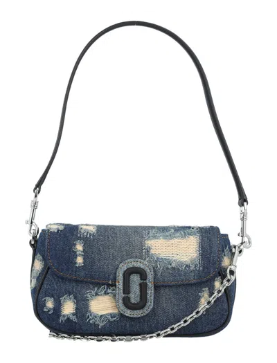 Marc Jacobs The Small Shoulder Bag Denim Broken In Punk Indigo