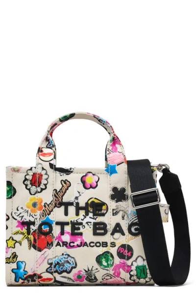 Marc Jacobs The Small Sticker Canvas Tote Bag In White