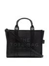 Marc Jacobs 'the Small Tote Bag' Black Shoulder Bag With Logo In Grainy Leather Woman