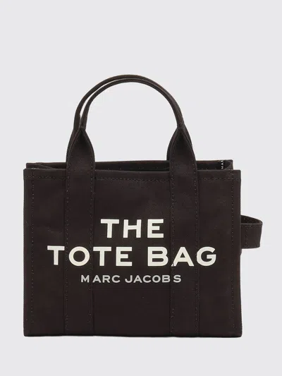 Marc Jacobs The Small Tote Bag In Cotton With Contrast Logo In Black
