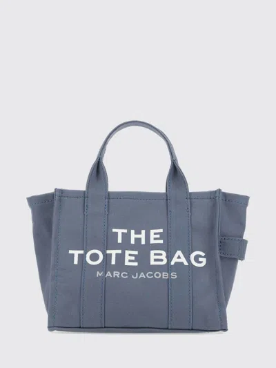 Marc Jacobs The Small Tote Bag In Cotton With Contrast Logo In Blue