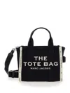 Marc Jacobs 'the Small Tote' Black Handbag With Jacquard Logo In Cotton Blend Canvas Woman