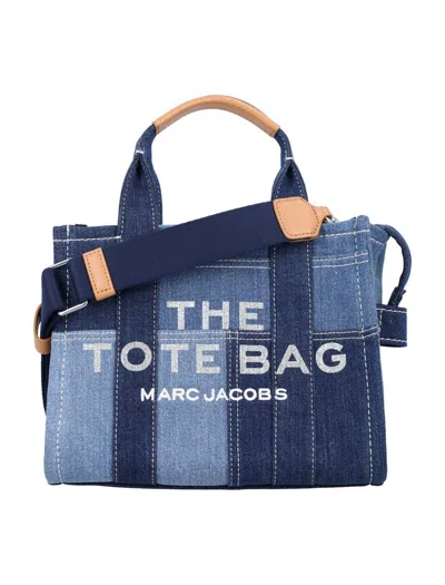 Marc Jacobs The Small Tote Denim Patchwork In Blue Denim