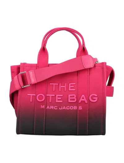 Marc Jacobs The Small Tote Ombre Canvas In Black Hot Pink