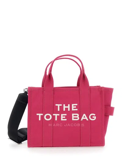 Marc Jacobs 'the Small Tote' Pink Handbag With Logo Lettering On The Front In Cotton Woman