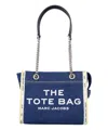 Marc Jacobs The Medium Tote In Blue Denim With Embroidered Logo In Blue