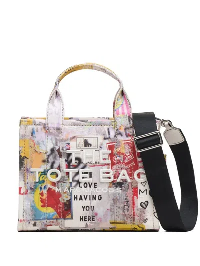 Marc Jacobs "the Small Tote"americana Canvas Bag In White