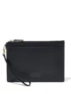 Marc Jacobs Leather Embossed-logo Wristlet Wallet In Black