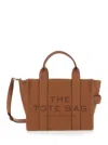 Marc Jacobs The Smalltote Brown Shoulder Bag With Logo In Grained Leather Woman In Brown