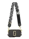Marc Jacobs The Snapshot Black Shoulder Bag With Metal Logo At The Front In Leather Woman In Black