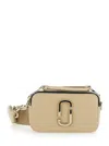 MARC JACOBS THE SNAPSHOT BEIGE SHOULDER BAG WITH METAL LOGO AT THE FRONT IN LEATHER WOMAN