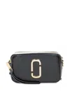 Marc Jacobs The Snapshot Black Shoulder Bag With Metal Logo At The Front In Leather Woman In Black