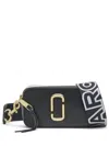 Marc Jacobs The Snapshot Black Shoulder Bag With Metal Logo At The Front In Leather Woman In Black