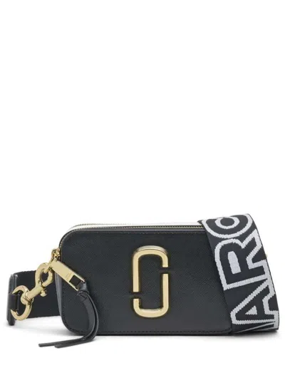MARC JACOBS 'THE SNAPSHOT' BLACK SHOULDER BAG WITH METAL LOGO AT THE FRONT