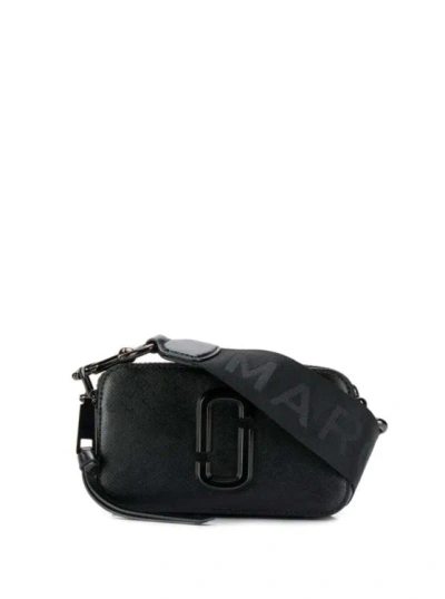 Marc Jacobs The Snapshot' Black Shoulder Bag With Metal Logo At The Front In Leather