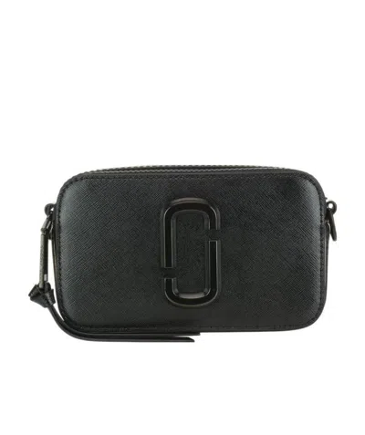 Marc Jacobs 'the Snapshot' Black Shoulder Bag With Metal Logo At The Front
