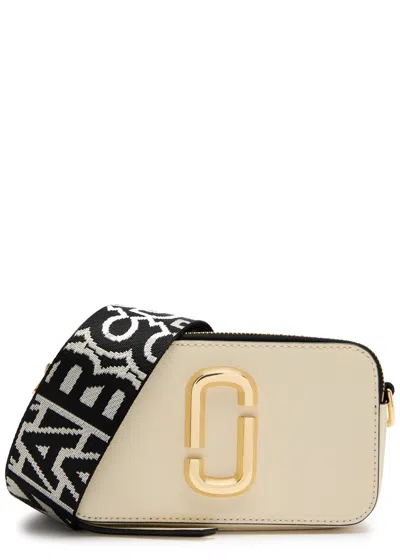 Marc Jacobs The Snapshot Colour-blocked Leather Cross-body Bag In Off White