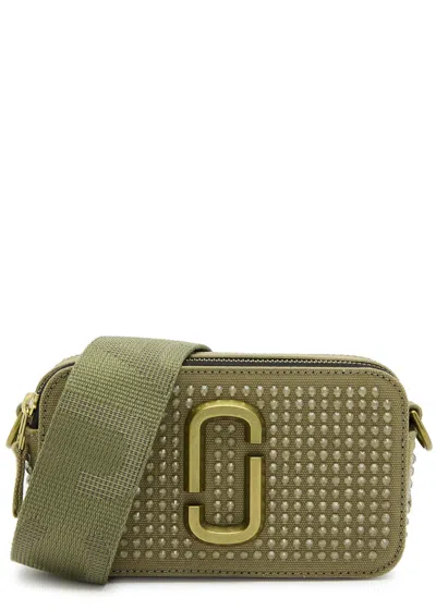 Marc Jacobs The Snapshot Crystal-embellished Canvas Cross-body Bag In Khaki