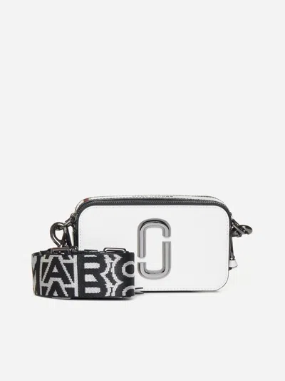 Marc Jacobs Snapshot Shoulder Strap In Two-tone Leather In Black,white