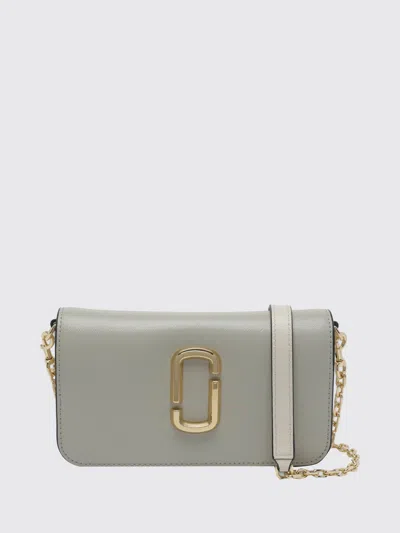 Marc Jacobs The Snapshot Leather Crossbody Bag With Double J Logo In Grey