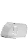 Marc Jacobs Mini Saffiano Double Zip Bag With Adjustable Webbing Strap In Silver