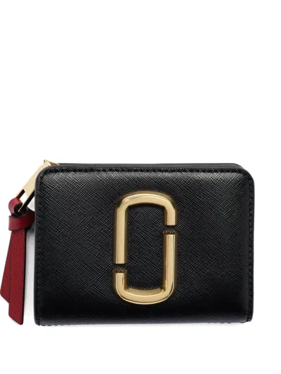 Marc Jacobs The Snapshot Mini Logo-plaque Wallet In Black