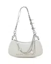 Marc Jacobs Contemporary White Shoulder Bag With Adjustable Chain And Embossed Logo In Cotton