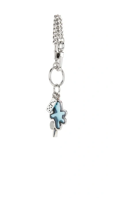 Marc Jacobs Silver 'the Sticker Bag Charm' Keychain In Multi