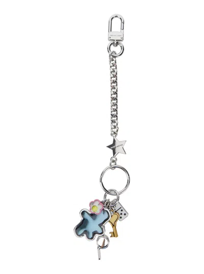 Marc Jacobs The Sticker Charm Multicolor Keychain With Padlock And Metal Pendants In Mixed Brass Woman In Nickle