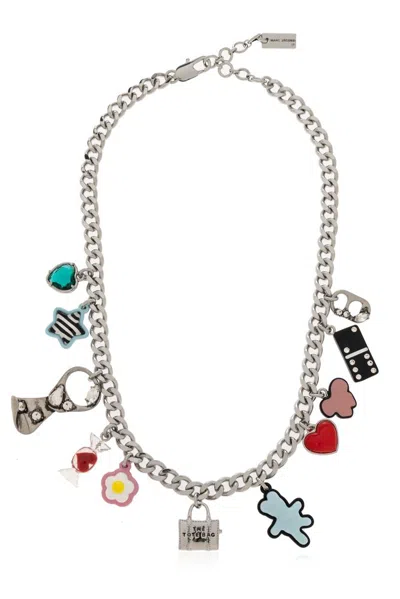 Marc Jacobs The Sticker Charm Necklace In Silver