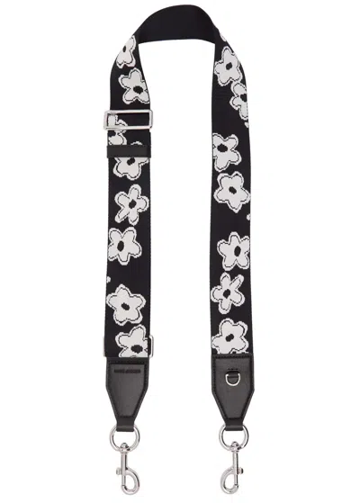 Marc Jacobs The Strap Floral Canvas Bag Strap In Black And White