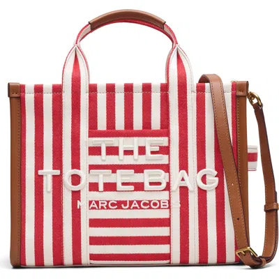 Marc Jacobs The Stripe Canvas Medium Tote In Red