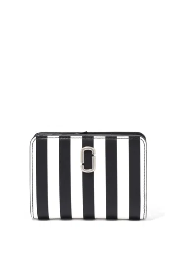Marc Jacobs The Stripe Compact Wallet In Black/white