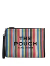 Marc Jacobs Large Rainbowstriped Mesh Pouch With Wrist Strap In Multi