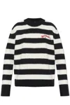 Marc Jacobs Pullover The Striped Brushed Logo Sweater In Black