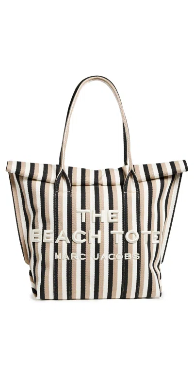 Marc Jacobs The Striped Jacquard Beach Tote Bag Camel Multi In Black