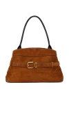 Marc Jacobs Dakota Suede Shoulder Bag With Buckle Straps In Brown