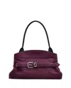 Marc Jacobs Suede Shoulder Bag With Buckle And Handle In Purple