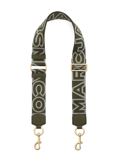 Marc Jacobs The Thin Outline Logo Bag Strap In Grey