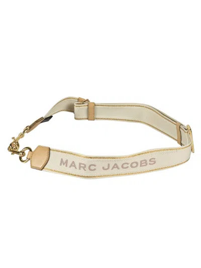 Marc Jacobs The Thin Outline Logo Webbing Strap In Beige