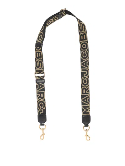Marc Jacobs The Thin Outline Logo Webbing Strap In Black