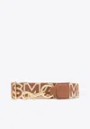 Marc Jacobs The Thin Outline Logo Webbing Strap In Brown