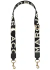 Marc Jacobs The Thin Strap Logo Canvas Bag Strap In Black And White