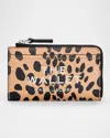 Marc Jacobs The Top Zip Multi Cheetah Printed Leather Wallet In Black Multi