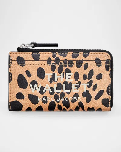 Marc Jacobs The Top Zip Multi Cheetah Printed Leather Wallet In Black Multi
