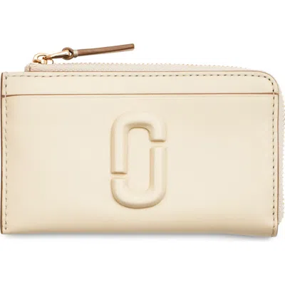 Marc Jacobs The Top Zip Multi Leather Card Holder In Cloud White