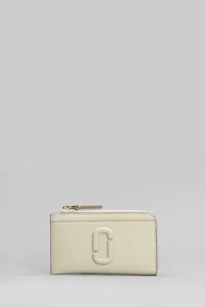 MARC JACOBS THE TOP ZIP WALLET WALLET IN BEIGE LEATHER