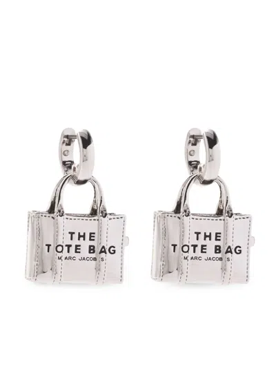 Marc Jacobs The Tote Bag Earrings In Light Antique Silver